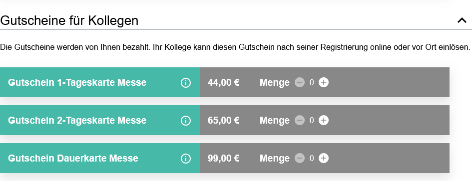 Gutscheine für Kollegen Messe glasstec 